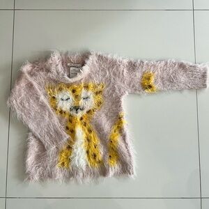 Zara Pink Fluffy Sweater with Cheetah Motif